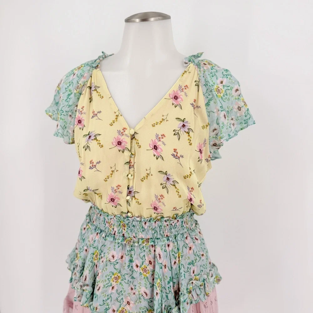Yumi Kim Floral Mini Dress in Yellow, Blue, and Pink - Picture 3 of 10